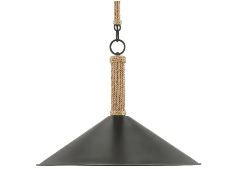 Ocracoke Rope Pendant - Black/Natural - Currey & Company