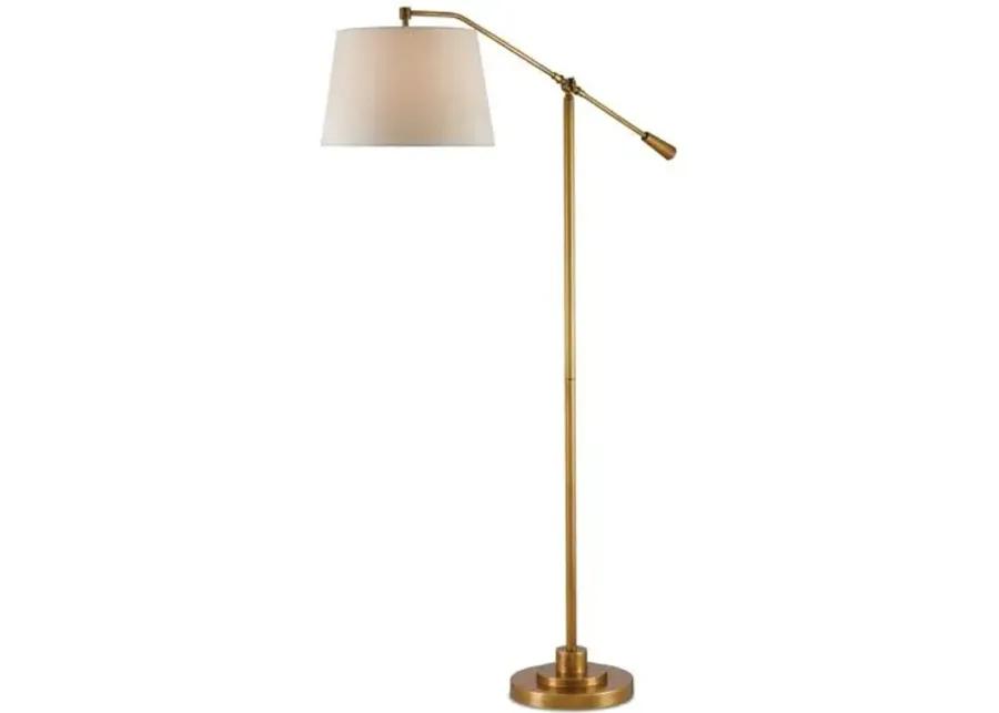 Maxstoke Floor Lamp - Antique Brass/Beige - Currey & Company