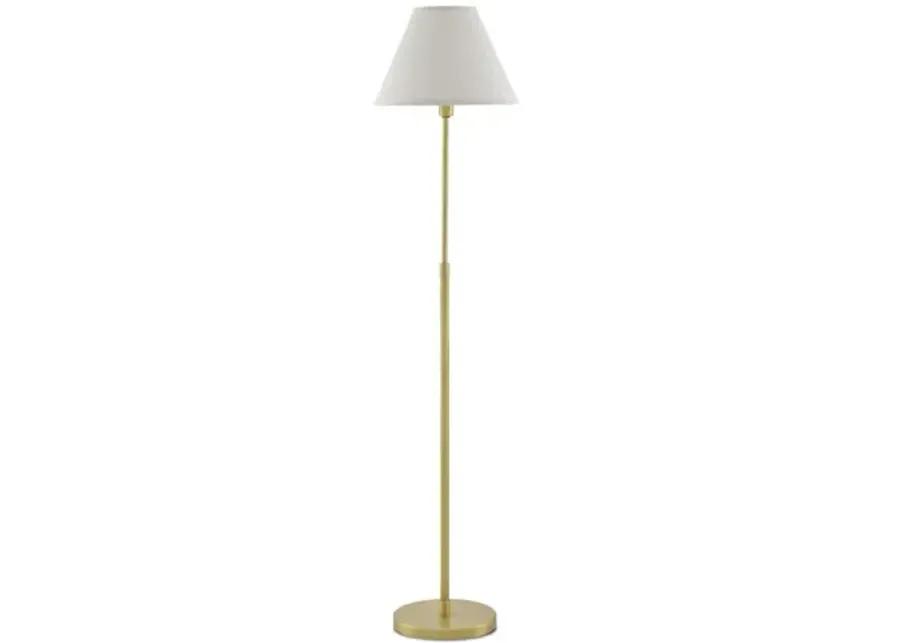 Dain Floor Lamp - Antique Brass/Off-White - Currey & Company