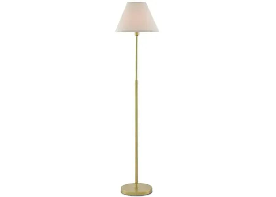 Dain Floor Lamp - Antique Brass/Off-White - Currey & Company