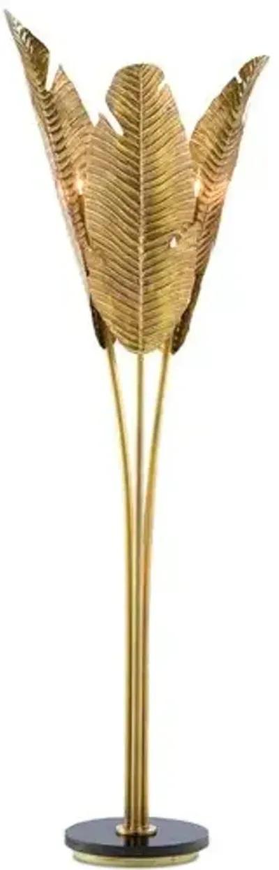 Tropical Floor Lamp - Vintage Brass/Black - Currey & Company