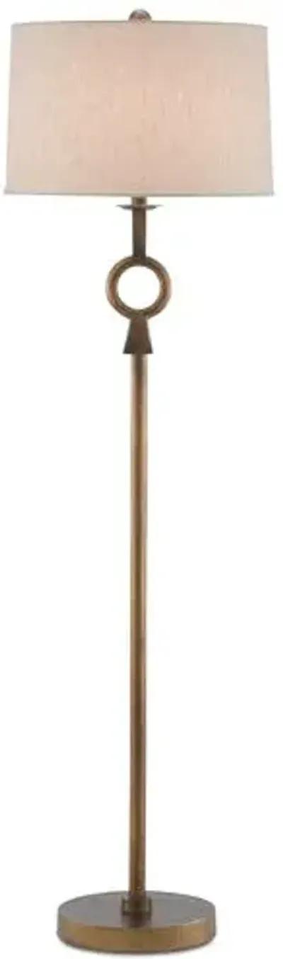 Germaine Floor Lamp - Antique Brass/Natural - Currey & Company