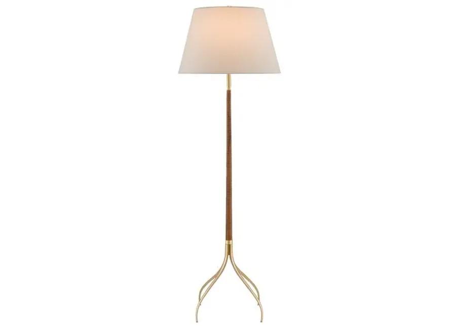 Circus Floor Lamp - Natural/Brushed Brass - Currey & Company