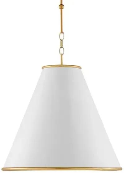 Pierrepont Large Pendant - White/Gold Leaf - Currey & Company