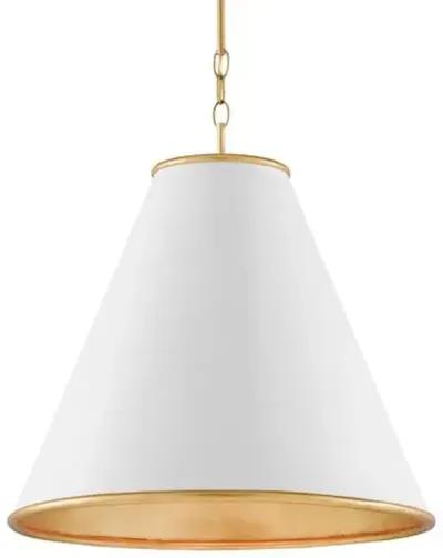 Pierrepont Large Pendant - White/Gold Leaf - Currey & Company