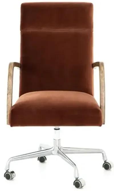 Cullen Desk Chair - Burnt Auburn Velvet - Brown