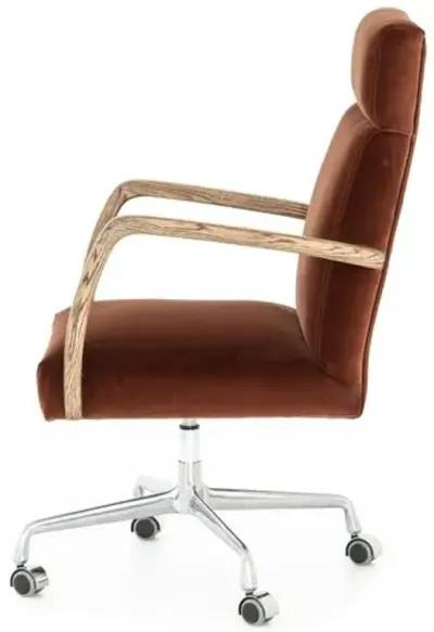 Cullen Desk Chair - Burnt Auburn Velvet - Brown