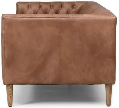 Sonia Leather Sofa - Chocolate/Weathered Oak