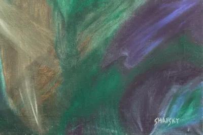 Purple & Jade Abstract by Nancy Shafsky - McNaught Fine Art - blue