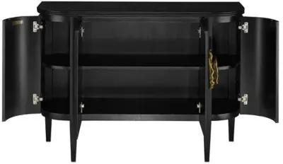 Briallen Demilune Cabinet - Caviar Black/Antique Brass - Currey & Company