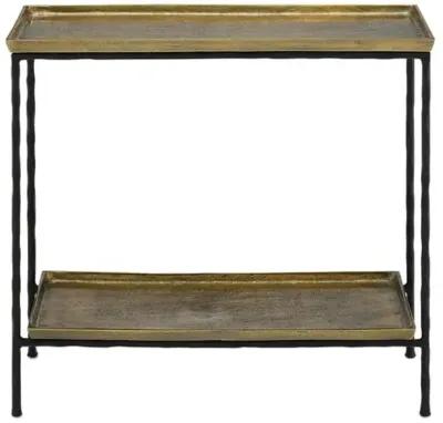 Boyles Side Table - Antique Brass/Black - Currey & Company - White