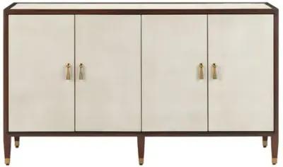 Evie Credenza - Ivory/Dark Walnut/Brass - Currey & Company