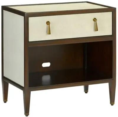 Evie Shagreen Nightstand - Ivory/Dark Walnut/Brass - Currey & Company