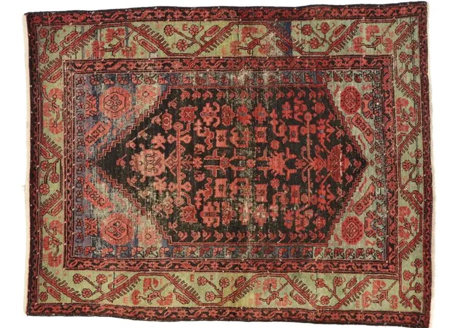 Distressed Oushak Rug - 4'8" x 6' - Esmaili Rugs & Antiques - Red - Red