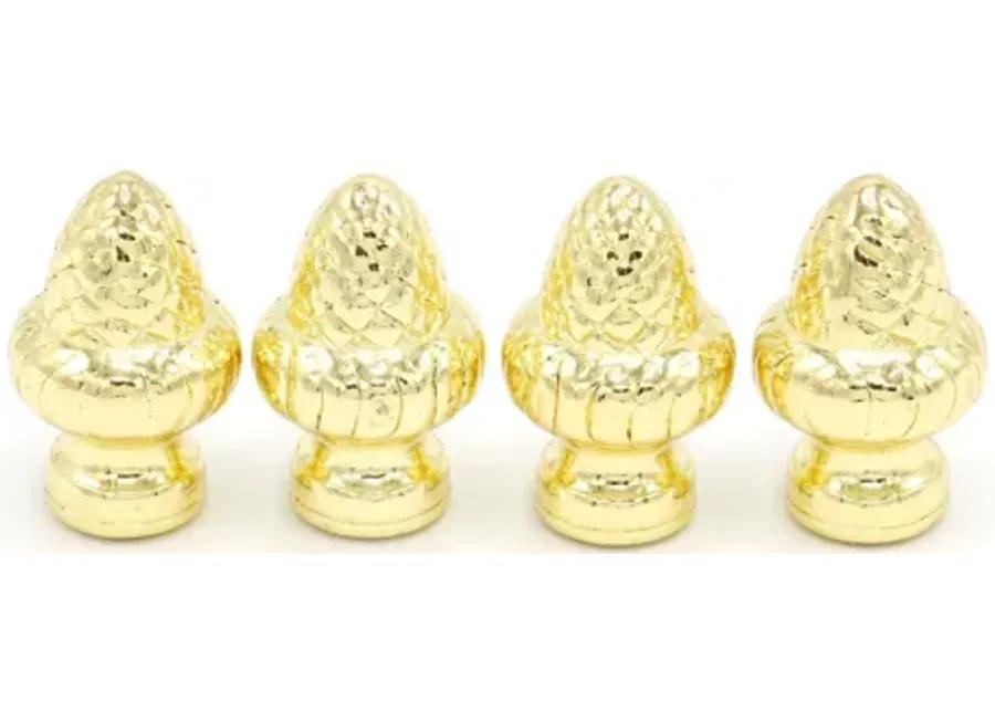 Set of 4 Brass Acorn Lamp Finials By Interesting Things - Gold - Fits a standard size lamp harp