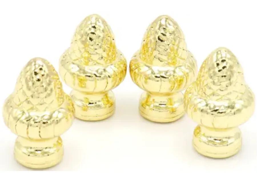 Set of 4 Brass Acorn Lamp Finials By Interesting Things - Gold - Fits a standard size lamp harp