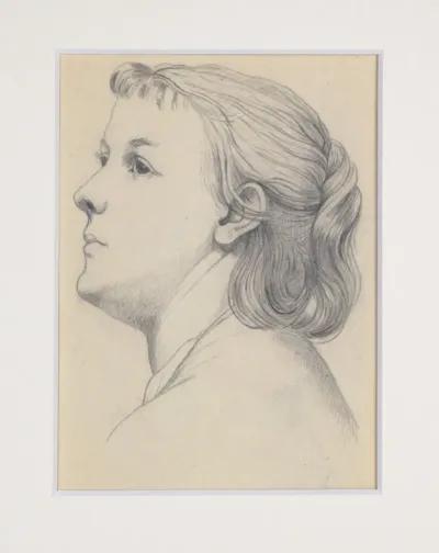 19th Century Graphite Portrait Drawing - Antiquarian Art Company - Beige