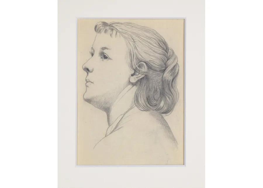 19th Century Graphite Portrait Drawing - Antiquarian Art Company - Beige