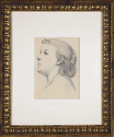 19th Century Graphite Portrait Drawing - Antiquarian Art Company - Beige