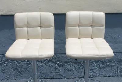 Pr '70's Modern Chrome &White Bar Outdoor Stools - Something Vintage