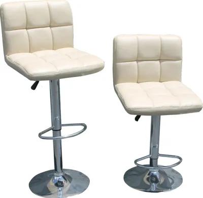 Pr '70's Modern Chrome &White Bar Outdoor Stools - Something Vintage