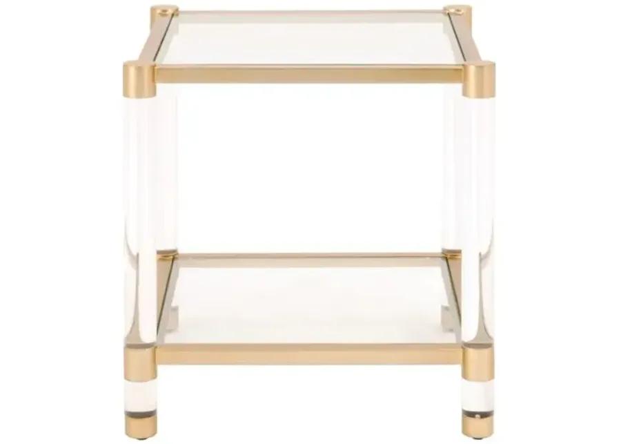 Nicolas Acrylic End Table - Brass/Clear - Gold