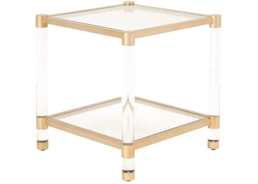 Nicolas Acrylic End Table - Brass/Clear - Gold