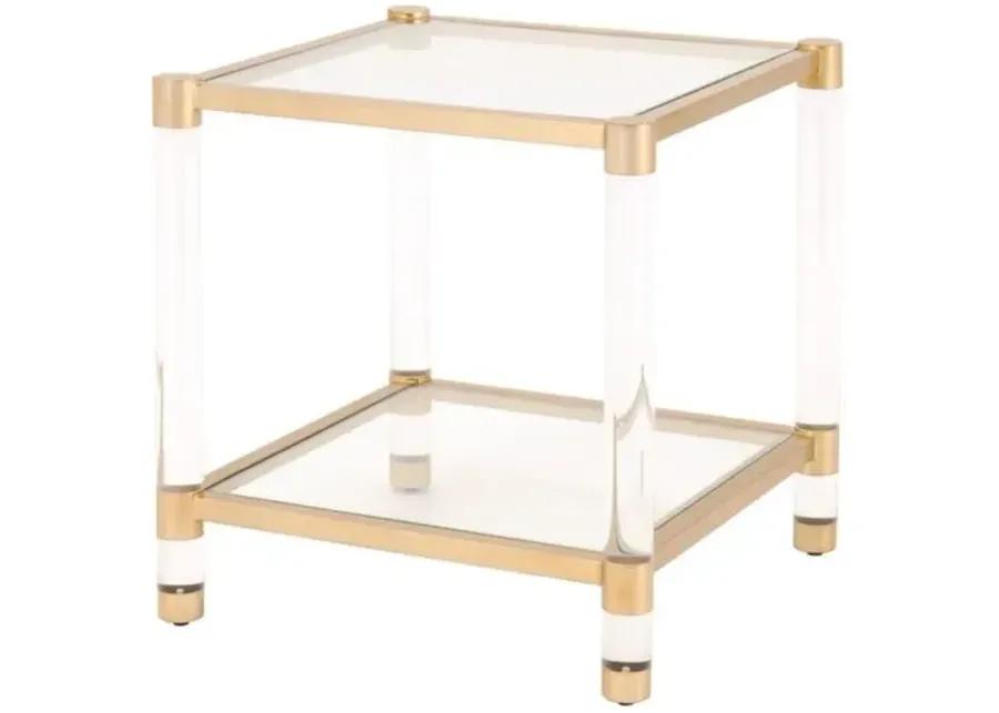 Nicolas Acrylic End Table - Brass/Clear - Gold