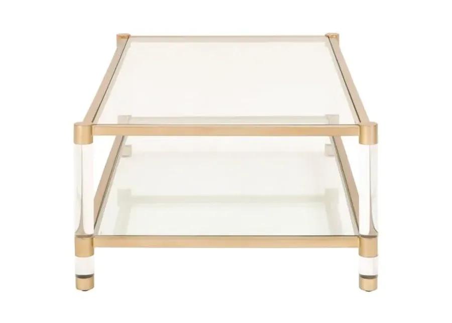 Nicolas Acrylic Coffee Table - Brass/Clear - Gold