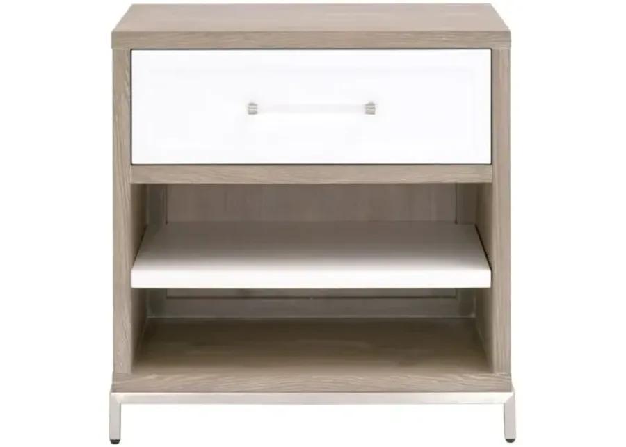 Riley 1-Drawer Nightstand - Natural Gray/White