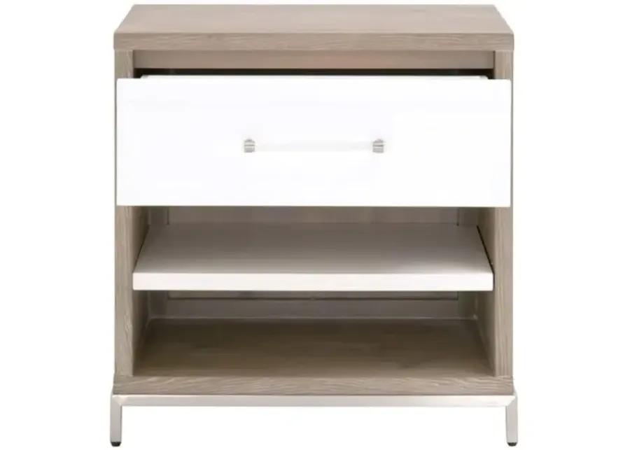 Riley 1-Drawer Nightstand - Natural Gray/White