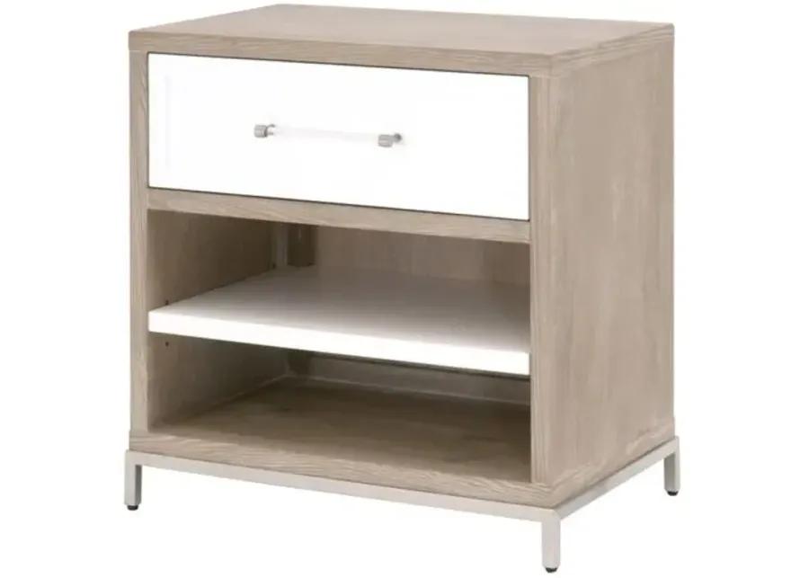 Riley 1-Drawer Nightstand - Natural Gray/White