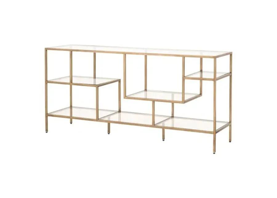 Gab Low Bookcase - Brass - Gold