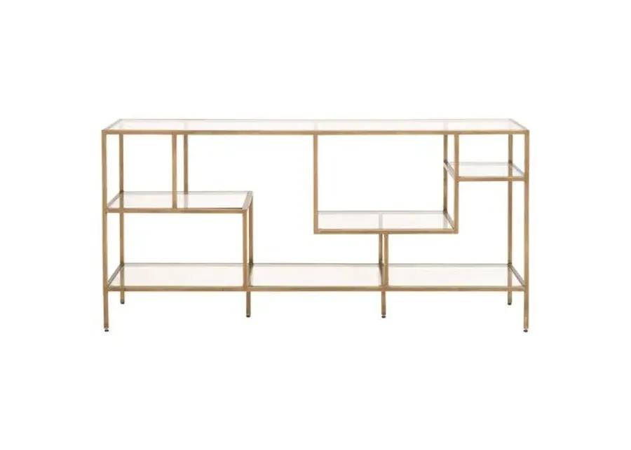 Gab Low Bookcase - Brass - Gold