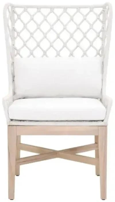 Ann Outdoor Rope Wingback Chair - Gray/White, Stain-Resistant - Comfortable, Stylish, Moisture-Resistant Hardwood