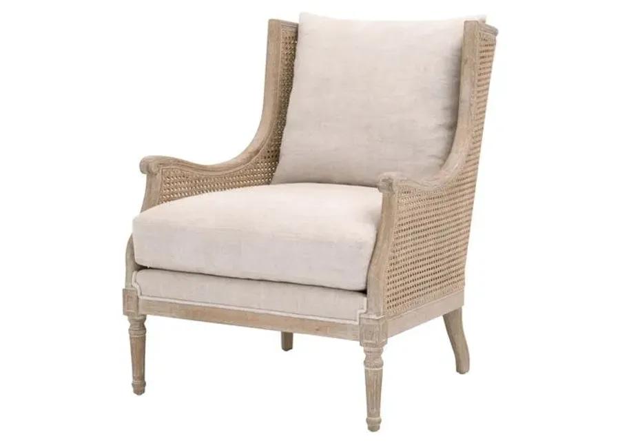 Winnie Rattan Club Chair - Bisque Linen