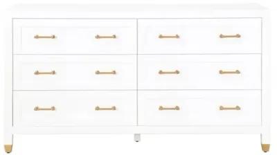 Charlotte 6-Drawer Double Dresser - White/Brass