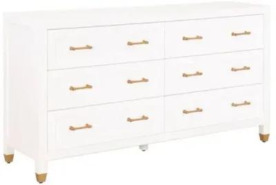 Charlotte 6-Drawer Double Dresser - White/Brass