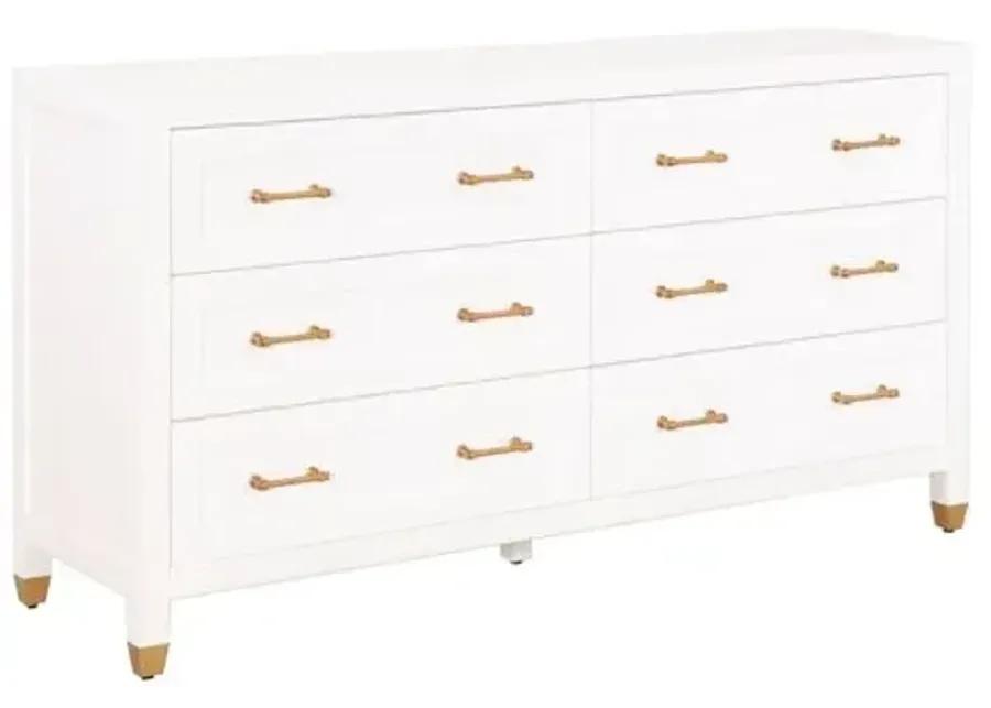 Charlotte 6-Drawer Double Dresser - White/Brass