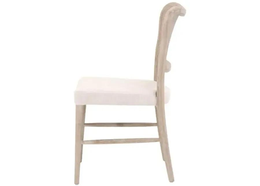 Set of 2 Sullivan Cane Dining Chairs - Bisque Linen - Beige