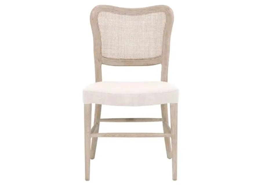 Set of 2 Sullivan Cane Dining Chairs - Bisque Linen - Beige