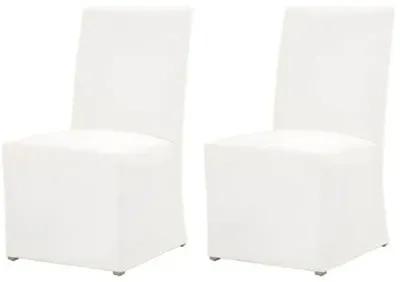 Set of 2 Leah Slipcover Dining Chairs - Pearl Performance - White