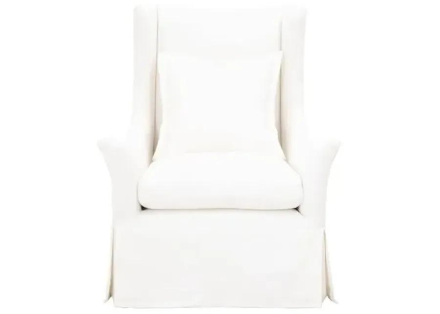 Remy Swivel Slipcover Wingback Chair - Cream Linen - White - Comfortable, Stylish