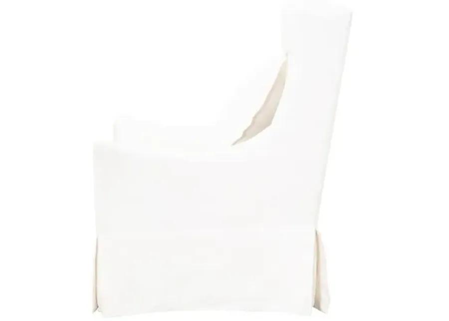 Remy Swivel Slipcover Wingback Chair - Cream Linen - White - Comfortable, Stylish