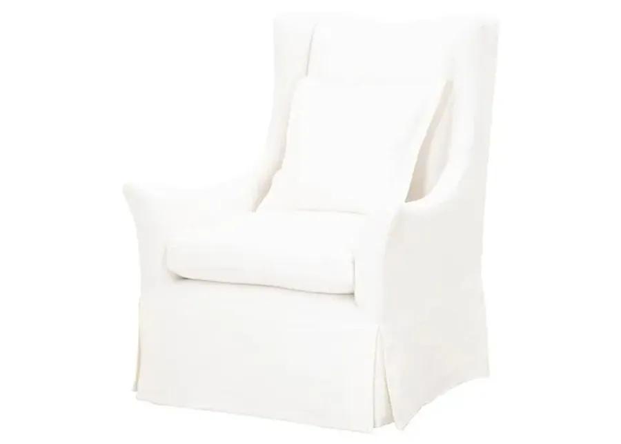 Remy Swivel Slipcover Wingback Chair - Cream Linen - White - Comfortable, Stylish