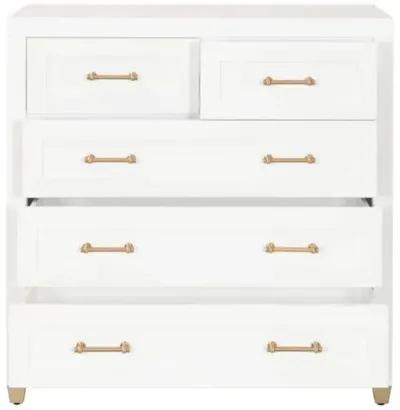 Charlotte 5-Drawer High Chest - White/Brass