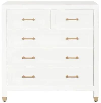 Charlotte 5-Drawer High Chest - White/Brass