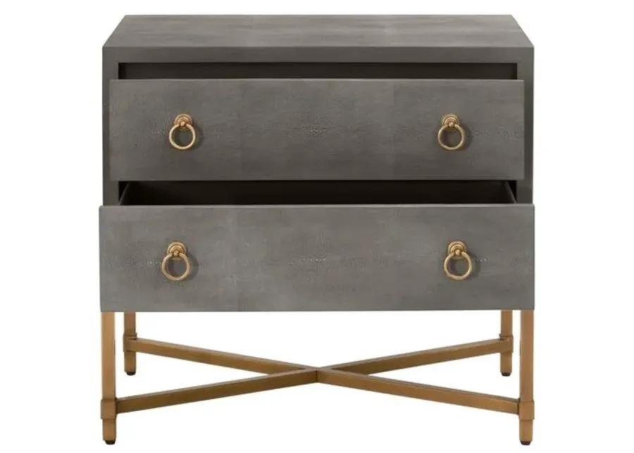 Sophia 2-Drawer Shagreen Nightstand - Gray/Gold