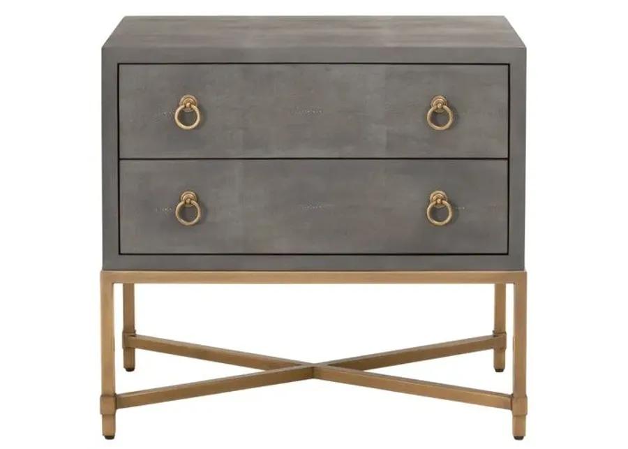 Sophia 2-Drawer Shagreen Nightstand - Gray/Gold