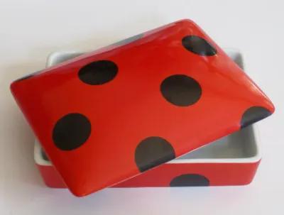 Porcelain Polka Dot Card Box w/Cards - The Emporium Ltd. - Red